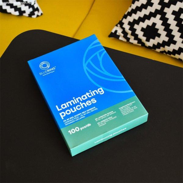 Lamináló fólia A5, 80 micron öntapadó hátlappal 100 db/doboz, Bluering®,