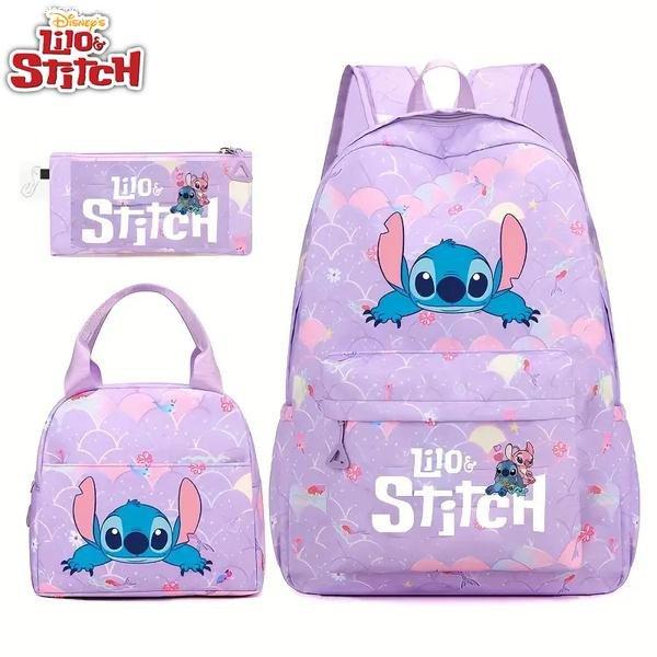 Disney Stitch 3 részes iskolatáska szett – Hátizsák, uzsonnás táska és
tolltartó - LILA  AV2563257-L
