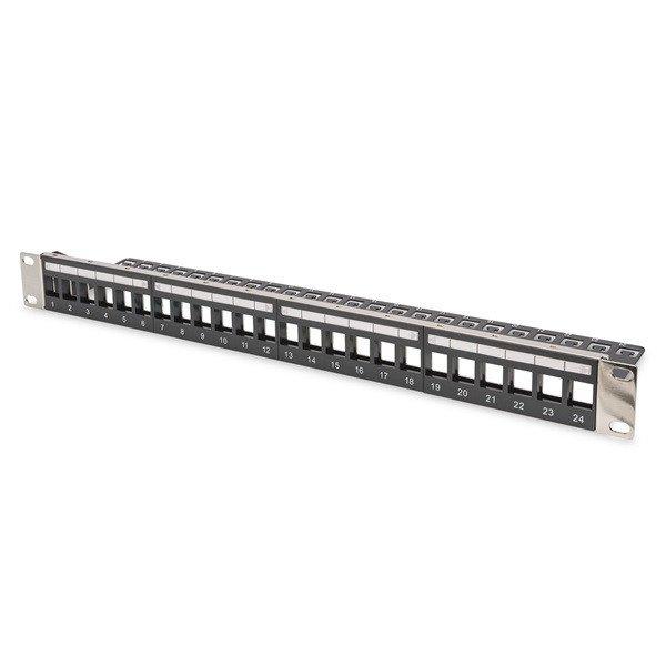 DIGITUS DN-91411-LF 24port 19" 1U moduláris fekete árnyékolt üres Patch
Panel
