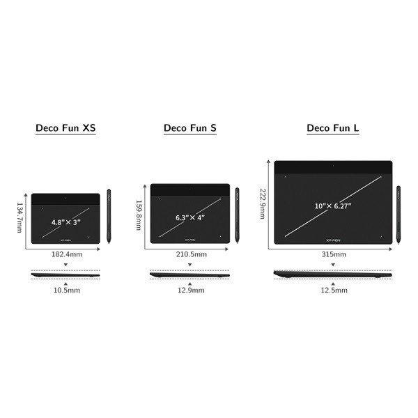XP-PEN Grafikus tábla - DECO FUN S_BK (6,3"x4", 5080 LPI, PS 8192,
220 RPS, USB-C) fekete