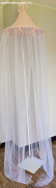 EKO Baldachin a kiságy fölé muszlin + tüll Powder Rose 240x300 cm