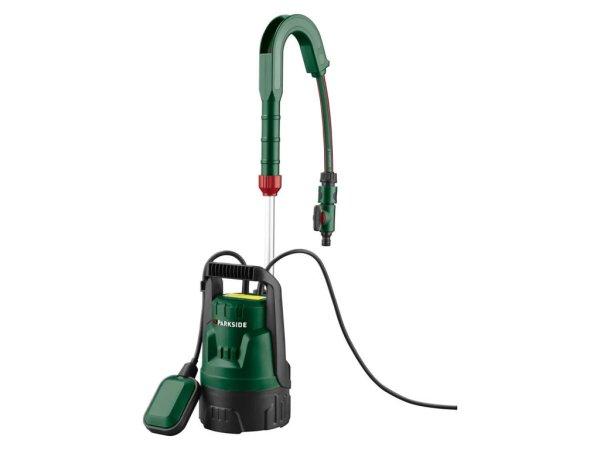 Parkside PERP 400 A1 / PRP 400 C2 elektromos 400W esővízszivattyú, kerti
hordóürítő szivattyú, szennyvízszivattyú 4000 liter/óra 1.3 bar max 7m
rugalmas csővel, csappal