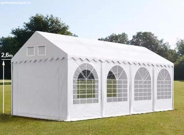 Professzionális extra erős rendezvénysátor 4x8m, ponyva PVC fehér +2,6 m
oldalmagasság erősített szerkezettel