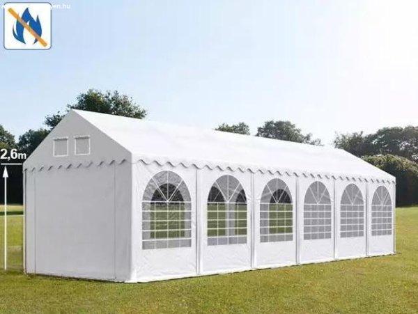 Professzionális extra erős rendezvénysátor  4x12 m, ponyva lángálló PVC
fehér oldalmagasság + 2,6m erősített szerkezettel