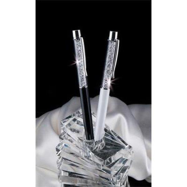 Golyóstoll, krémfehér, felül fehér SWAROVSKI® kristállyal töltve, 14 cm,
ART CRYSTELLA®