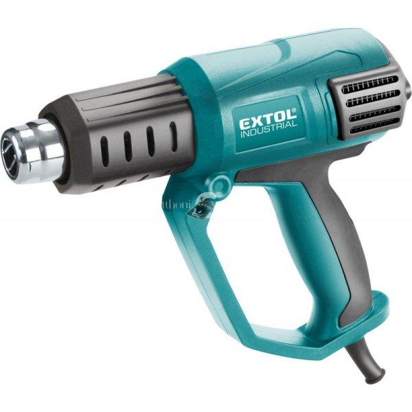 EXTOL INDUSTRIAL hőlégfúvó, 2000W két fokozatú, 1000W/2000W, 50/650°C,
250/500 L/perc, kofferban, tartozékokkal