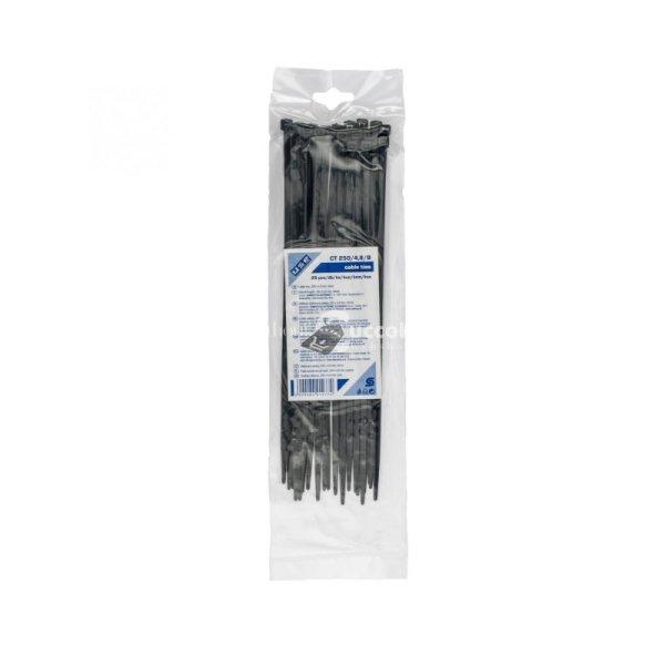 Home CT 250/4,8/B kábelkötegelő, 4,8 mm széles, 250 mm hosszú, 25 db,
fekete