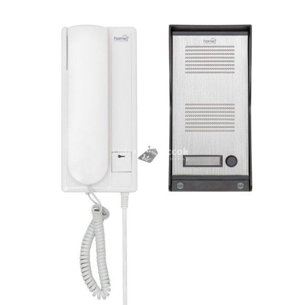 Home DP 22 vezetékes kaputelefon szett, falon kívüli alumínium kültéri
egység, kétvezetékes bekötés, zárnyitási lehetőség, IP23