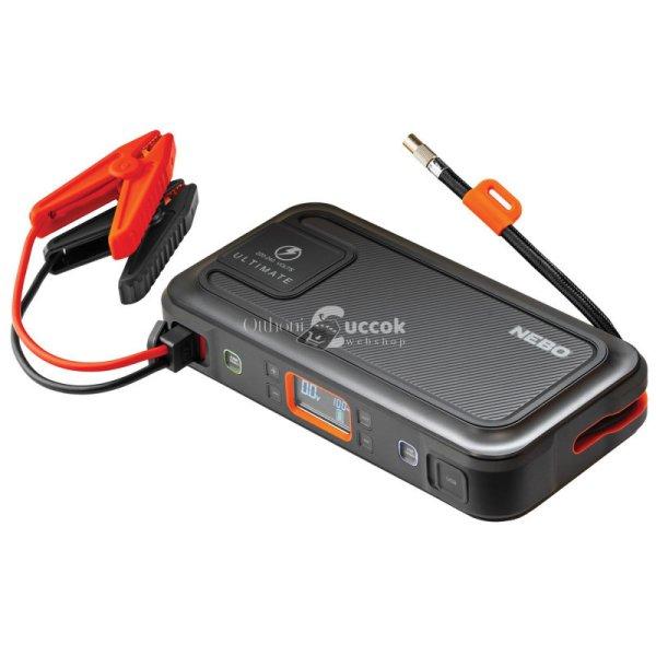 NEBO NEB-PBK-0006-G ULTIMATE, Jump Starter, 12VDC/600 A 3mp, 1500 A max.,
kompresszor, 130 psi max., LCD kijelző, Smart Charge, 