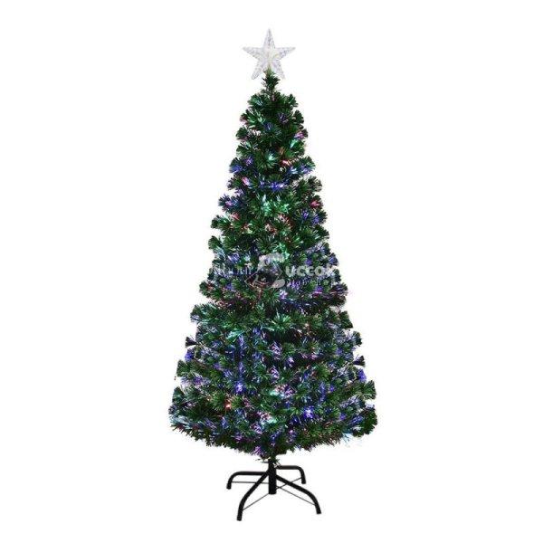 Műfenyő száloptikával színes LED-del 150 cm-es
