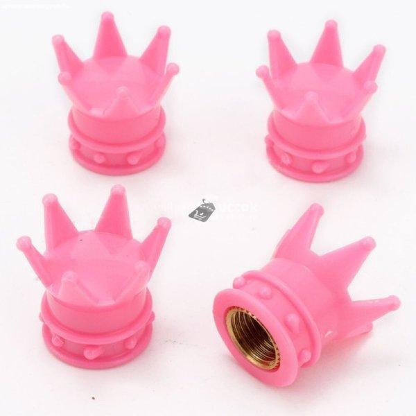 KING Korona Kialakítású Pink Szelepsapka Autóhoz és Kerékpárhoz