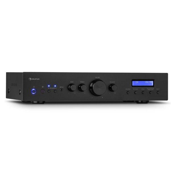 Auna AMP-CD608 DAB, HiFi sztereó erősítő, 4 x 100 W, RMS, DAB + BT, optikai
bemenet, távirányító