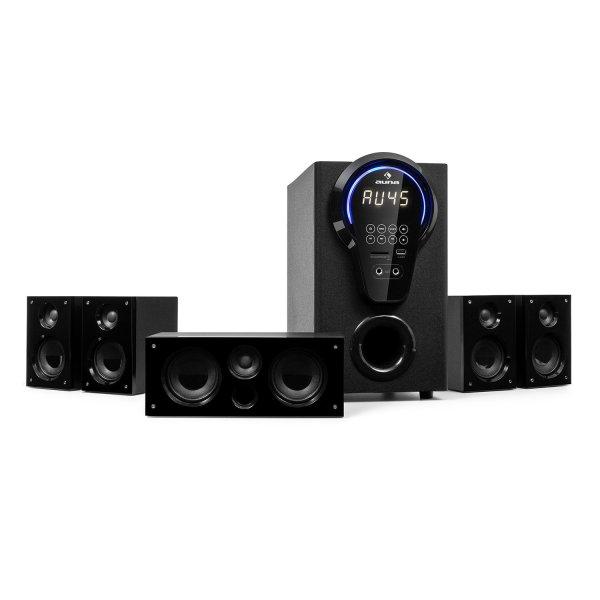 Auna Areal 525 DG, 5.1 házimozi rendszer, 125 W RMS, optikai bemenet, BT, USB,
SD, AUX, távirányító