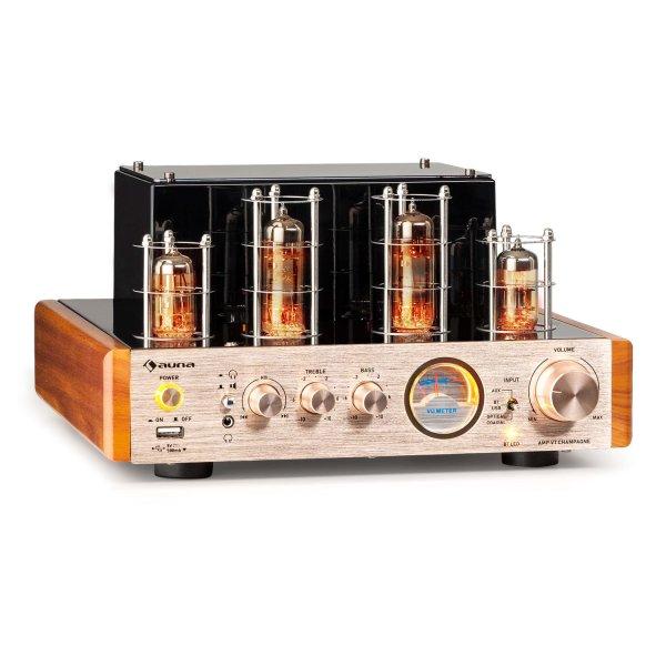 Auna Amp VT csöves erősítő, HiFi erősítő, 2x35W RMS, BT,
Opt./Coax./AUX-In