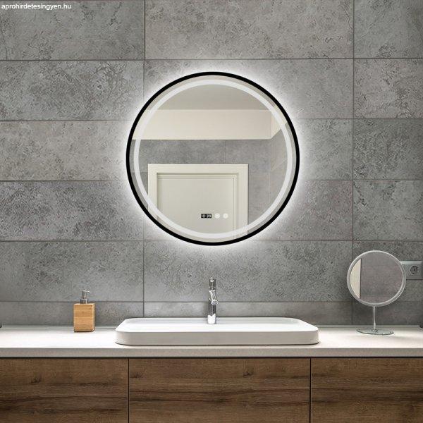 Welland LED tükör - fényerő + színhőmérséklet szabályozás -
páramentesítő - óra - Ø 60 cm