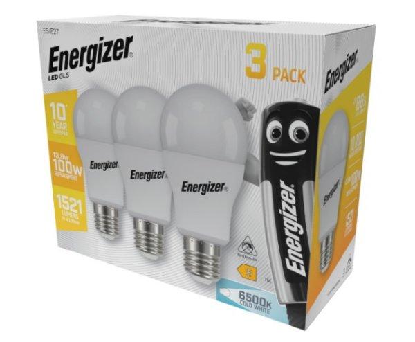 ENERGIZER LED GLOBE E27 13,8W 1521lumen (100W) hideg fehér CW6500K 3DB-OS
CSOMAG