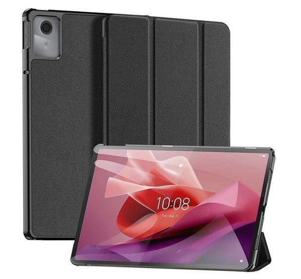 DUX DUCIS DOMO tok álló, bőr hatású (aktív FLIP, oldalra nyíló, TRIFOLD,
asztali tartó, textil minta) FEKETE Lenovo Tab M11 (TB330)