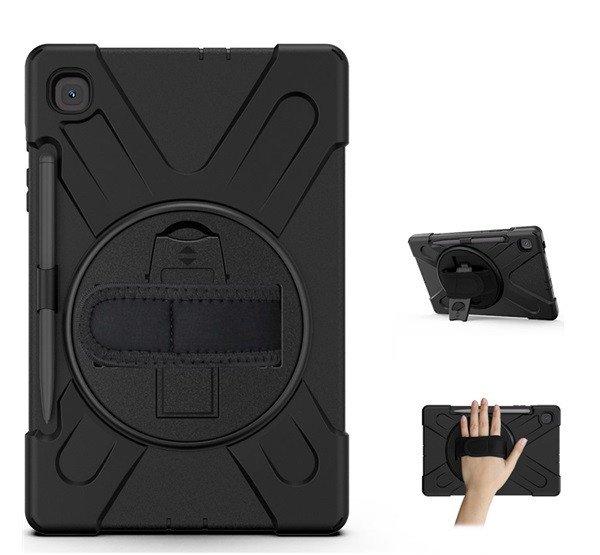 Defender műanyag telefonvédő (ütésállóság, kitámasztó, 360° +
kézpánt) FEKETE SamsungGalaxy Tab S6 Lite 10.4 LTE (SM-P625) 2024, Galaxy Tab
S6 Lite 10.4 WIFI (SM-P620) 2024
