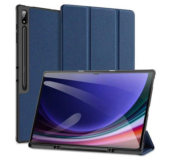 DUX DUCIS DOMO tok álló, bőr hatású (aktív FLIP, oldalra nyíló, TRIFOLD,
asztali tartó, ceruza tartó) SÖTÉTKÉK Samsung Galaxy Tab S10 Ultra LTE
(SM-X926B), Galaxy Tab S10 Ultra WIFI (SM-X