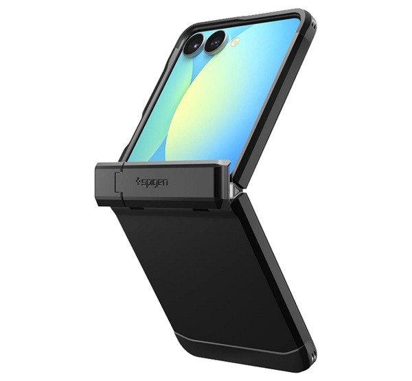 SPIGEN TOUGH ARMOR MAG műanyag telefonvédő (ütésállóság, kitámasztó,
MagSafe) FEKETE Samsung Galaxy Z Flip7 (SM-F766)