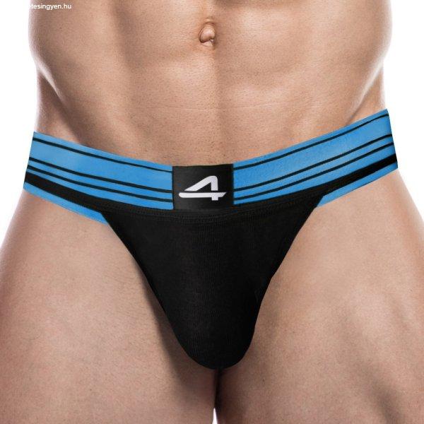 Rugby Jockstrap – fekete-kék prémium hálós alsónemű