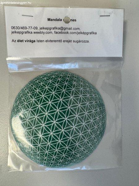Mandala mágnes Élet virága zöld1