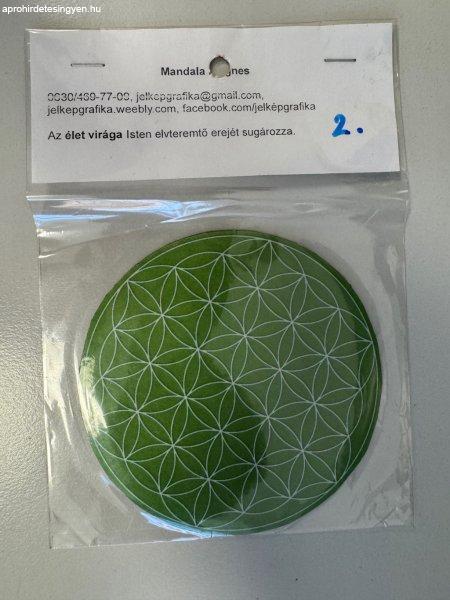 Mandala mágnes Élet virága zöld 2