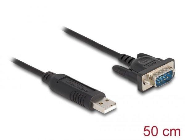 DeLock USB 2.0 to serial RS-232 adapter D-Sub 9 male with compact connector
housing 50 cm FTDI Black