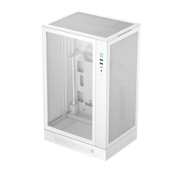 DeepCool Számítógépház - CH270 DIGITAL WH (fekete, Mini-ITX/Micro-ATX
(BTF), 2xUSB3.0, Type-C, fehér)