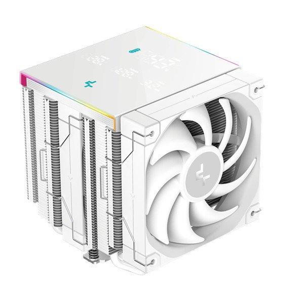 DeepCool CPU Cooler - AK620 DIGITAL PRO WH (25 dB; max, 103,45 m3/h; 4pin
csatlakozó, 6 db heatpipe, 2x12cm, PWM, fehér)