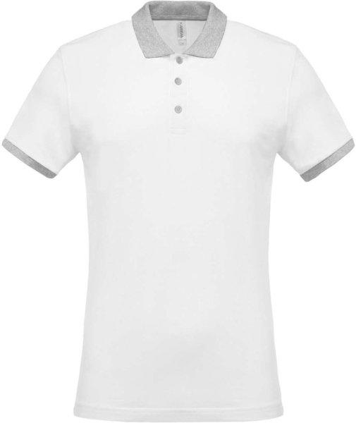 Férfi galléros piké póló, kontrasztos passzékkal, Kariban KA258,
White/Oxford Grey-M