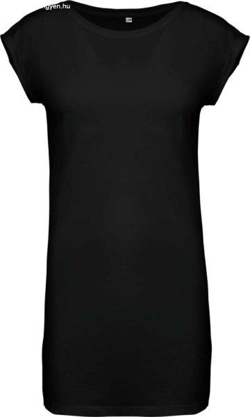 Női hosszú pólóruha, rövid ujjú, Kariban KA388, Black-S/M