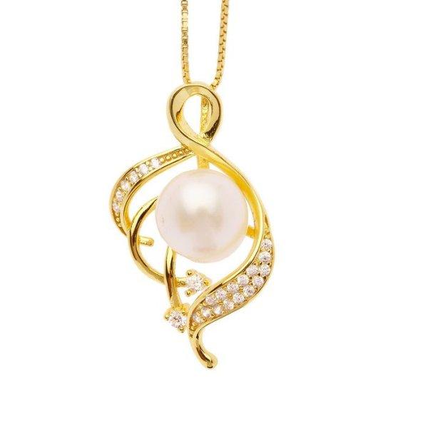 Oliver Weber Aranyozott ezüst nyaklánc gyönggyel Ivory 61305