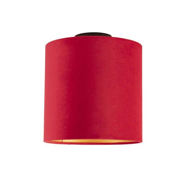 Mennyezeti lámpa piros bársony búrával, aranyozott, 25 cm - Combi fekete