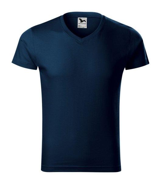 MALFINI Férfi póló Slim Fit V-neck - Tengerészkék | XL