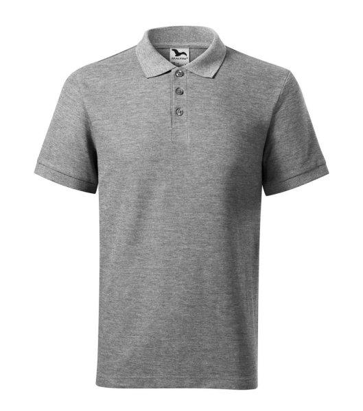 MALFINI Férfi galléros póló Cotton Heavy - Sötétszürke melírozott | XL