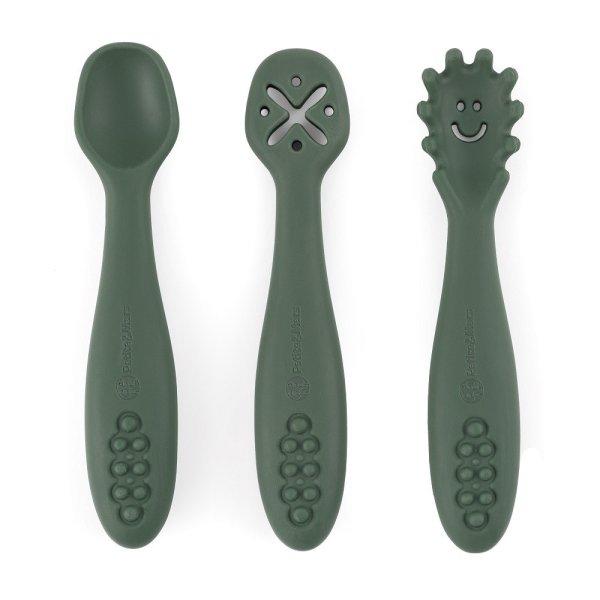 P&M Szilikon gyakorló kanál szett 3 db Take&Match Misty Green 6m+