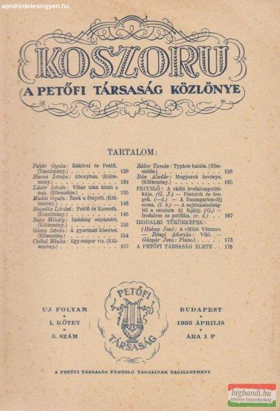 Koszorú - A Petőfi Társaság Közlönye / Új folyam I. kötet 3. szám