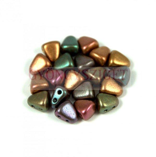 Nib-Bit - Czech Pressed 2 Hole Bead - 6x5mm - Matte Metallic Bronze Iris