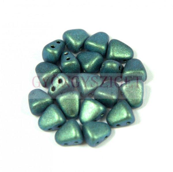Nib-Bit - Czech Pressed 2 Hole Bead - 6x5mm - Polichrome Aqua Teal
