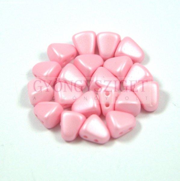 Nib-Bit - Czech Pressed 2 Hole Bead - 6x5mm - Silk Satin Inocent Pink
