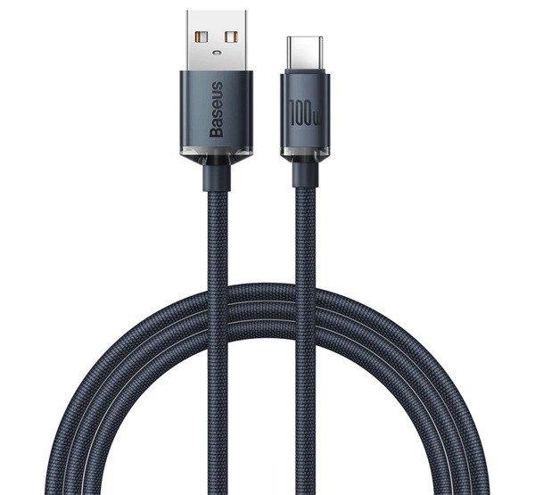 BASEUS CRYSTAL SHINE adatkábel (USB - Type-C, 100W, PD gyorstöltő, 200cm,
cipőfűző) FEKETE