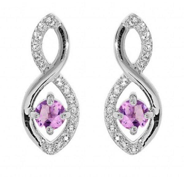 Brilio Silver Csillogó ezüst lógó fülbevaló ametisztekkel Precious Stone
SE09089AM