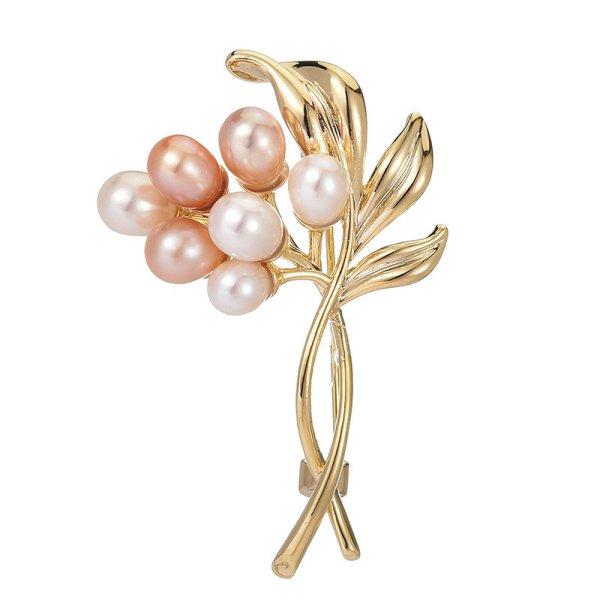 Troli Elegáns aranyozott bross műgyöngyökkel Ág Gold