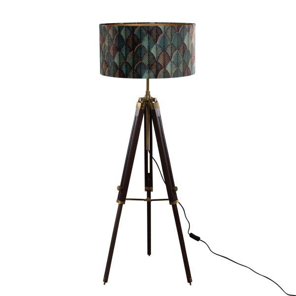 Lombos design lámpáris asztali lámpa sárgaréz háromlábú talppal és
bársony ernyővel - Cortin