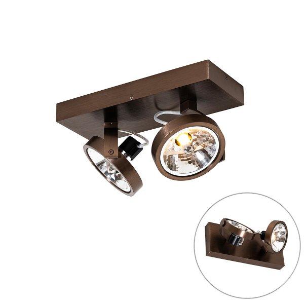 Design spotlámpa sötét bronz 2-lámpás forgatható és dönthető - Go