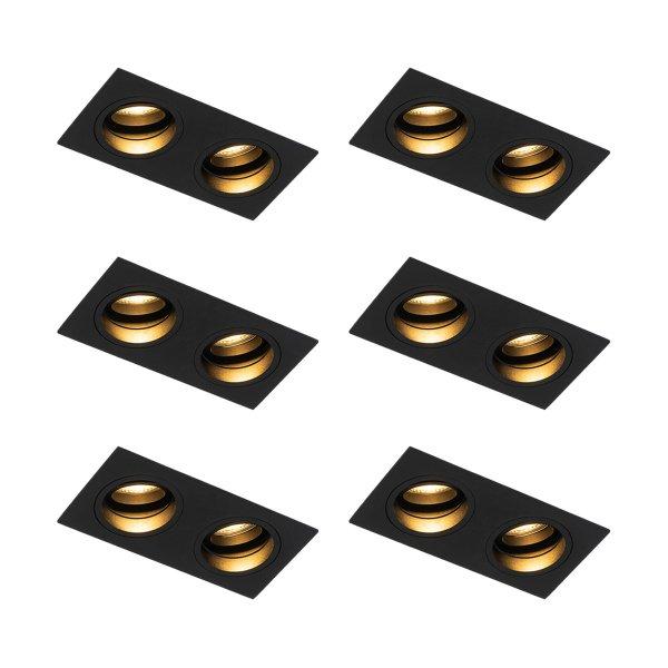 6 darabos szögletes, süllyesztett spotlámpa készlet, fekete, állítható, 2
fényforrással - Chuck