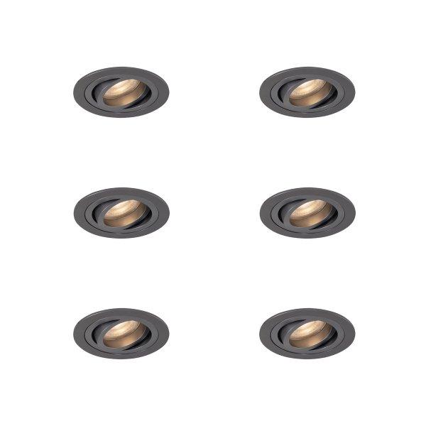 6 darabos modern, ágyúszürke, süllyesztett spotlámpa készlet GU10 50mm-es
kerek, dönthető - Rondoo