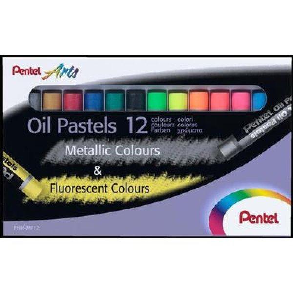 Olajpasztell kréta, PENTEL, "Arts", 12 különböző fluoreszkáló
és metál szín