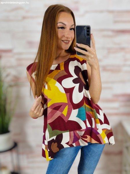 Mintás, A vonalú, hátul hosszított felső L-XL